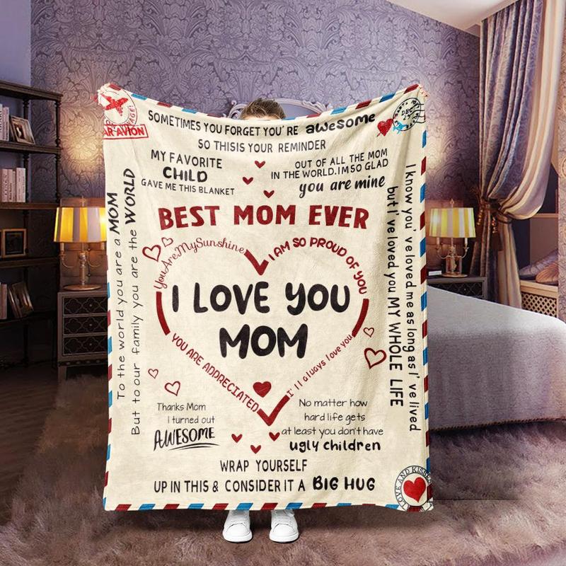 Letter To Mom Pattern Blanket, 1/2/3 Counts Soft Comfortable Warm Throw, Air-conditioned Room Warm Nap Blanket for Home Office Travel,  Bedroom Accessories