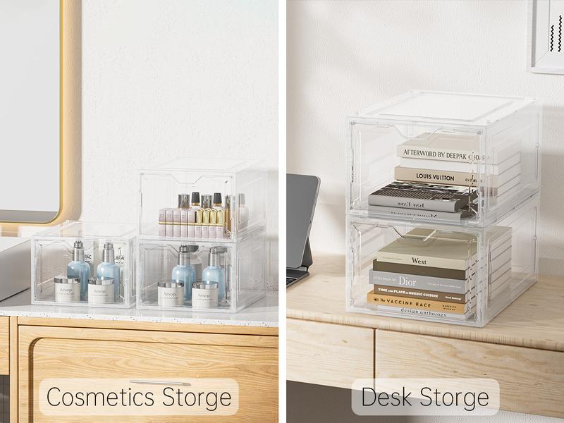 Clear Magnetic Door Shoe Box-Stackable, Dust-Free & Space-Saving Organizer