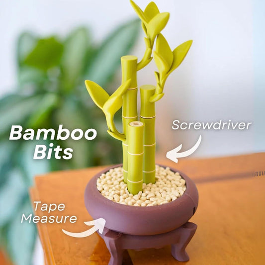Bamboo Bits - Toolbox on your Table - Screwdriver, Tape measure, Tool Storage
