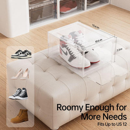 Clear Magnetic Door Shoe Box-Stackable, Dust-Free & Space-Saving Organizer