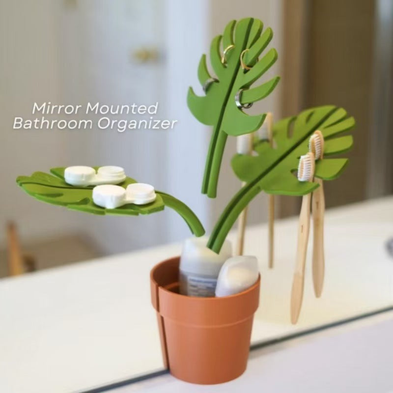 Mirror Monstera - Bathroom Organizer that Mounts to the Mirror