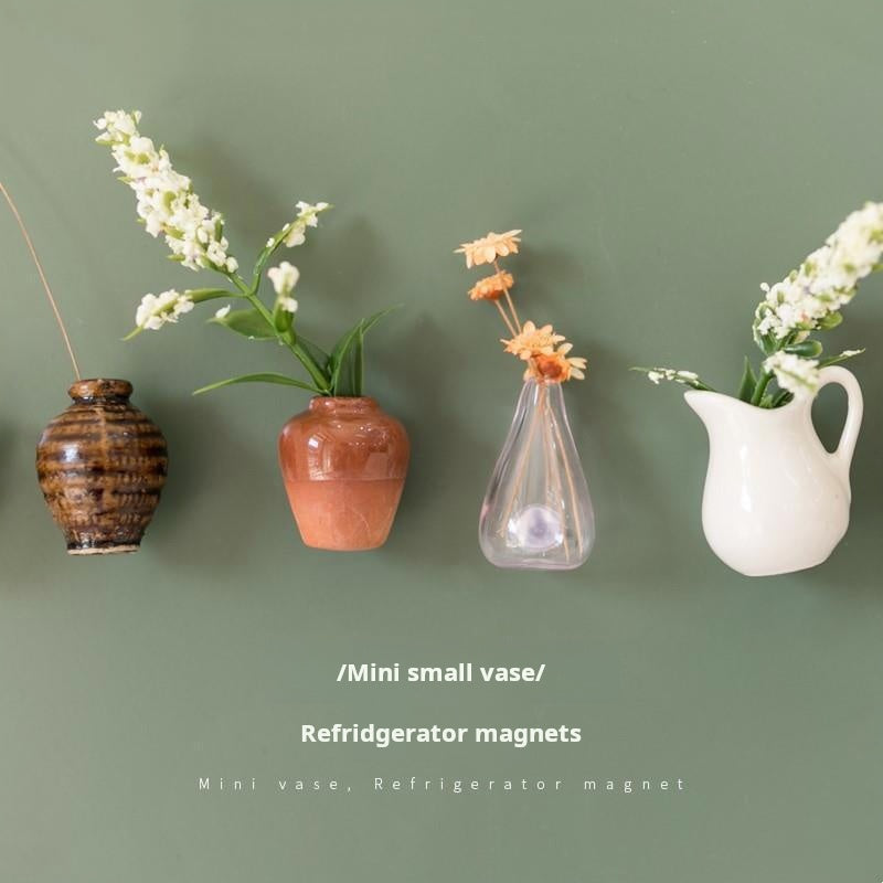Creative Mini Ceramic Vase Design Decorating Magnet, 3/5/8/10pcs/set Refrigerator Magnet, DIY Fridge Magnet for Flower, Home & Office Interior Decoration, Summer for Gift