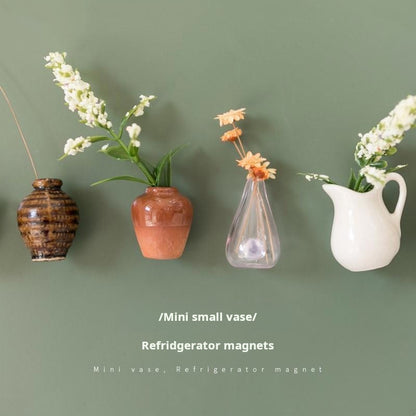 Creative Mini Ceramic Vase Design Decorating Magnet, 3/5/8/10pcs/set Refrigerator Magnet, DIY Fridge Magnet for Flower, Home & Office Interior Decoration, Summer for Gift