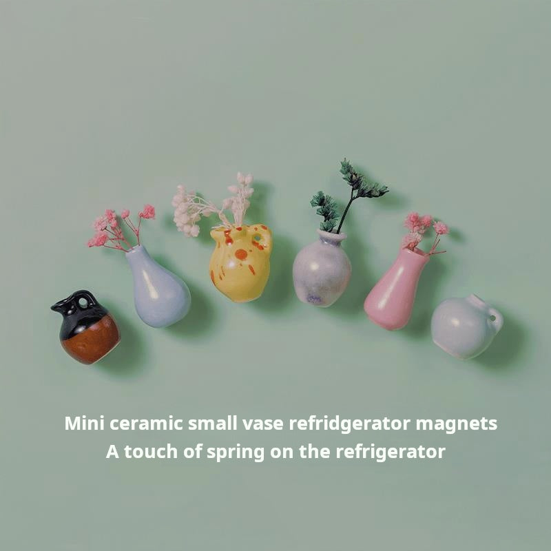 Creative Mini Ceramic Vase Design Decorating Magnet, 3/5/8/10pcs/set Refrigerator Magnet, DIY Fridge Magnet for Flower, Home & Office Interior Decoration, Summer for Gift