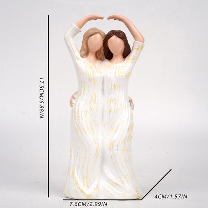 Mother & Daughter Figurine – Resin Desktop Ornament, Heartfelt Mother’s Day Gift & Home Decor