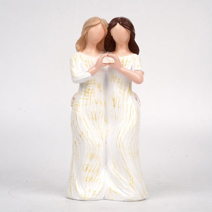 Mother & Daughter Figurine – Resin Desktop Ornament, Heartfelt Mother’s Day Gift & Home Decor
