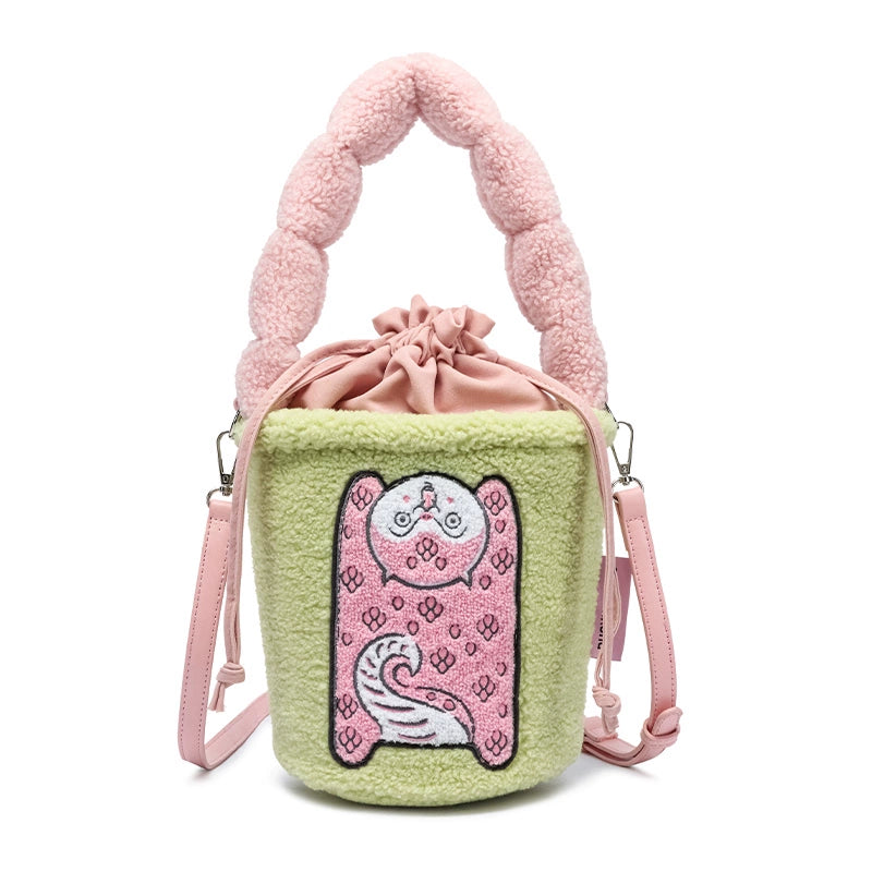 RUOYUSTUDIO Original Design 2024 Fall/Winter Plush Handheld Crossbody Bucket Bag