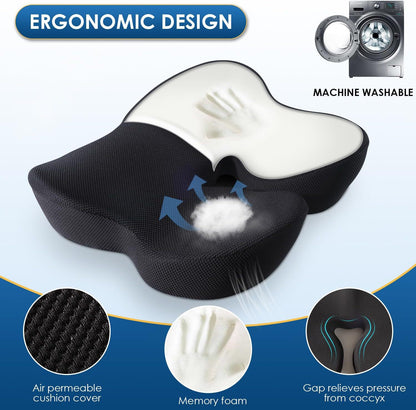 Ergonomic Seat Cushion – Sciatica & Pressure Relief, Healthy Spine Support