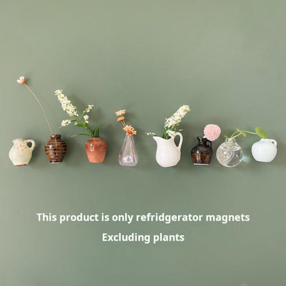 Creative Mini Ceramic Vase Design Decorating Magnet, 3/5/8/10pcs/set Refrigerator Magnet, DIY Fridge Magnet for Flower, Home & Office Interior Decoration, Summer for Gift