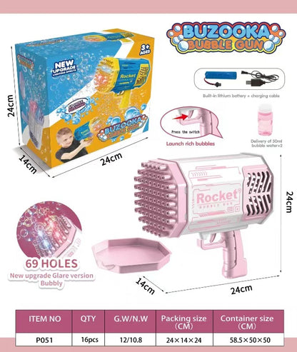2025 The latest 69 hole Bubble Gun - Children's colored light bubble machine, outdoor and party toys, the best gift for children!