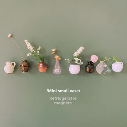 Creative Mini Ceramic Vase Design Decorating Magnet, 3/5/8/10pcs/set Refrigerator Magnet, DIY Fridge Magnet for Flower, Home & Office Interior Decoration, Summer for Gift