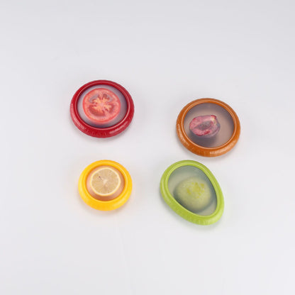 Avocado Saver and Onion Storage Set, 4 Pcs Silicone Fruit Vegetable Anti-oxidation Box,Reusable Fridge Fresh Pod Food Storage,Perfect Lemons Tomato Garlic Containers