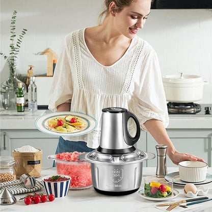 Electric Food Chopper – 3L, Dual-Speed Meat & Veggie Grinder with 4 Sharp Blades