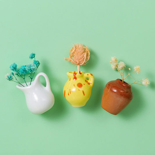 Creative Mini Ceramic Vase Design Decorating Magnet, 3/5/8/10pcs/set Refrigerator Magnet, DIY Fridge Magnet for Flower, Home & Office Interior Decoration, Summer for Gift