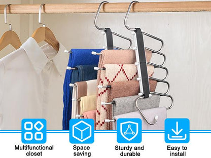 2 Pack Pants Hangers Space Saving 5 Layers