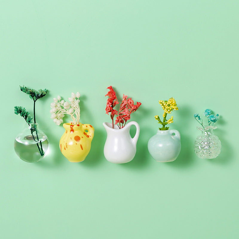 Creative Mini Ceramic Vase Design Decorating Magnet, 3/5/8/10pcs/set Refrigerator Magnet, DIY Fridge Magnet for Flower, Home & Office Interior Decoration, Summer for Gift