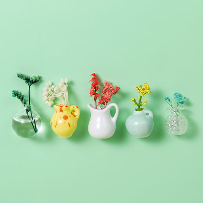 Creative Mini Ceramic Vase Design Decorating Magnet, 3/5/8/10pcs/set Refrigerator Magnet, DIY Fridge Magnet for Flower, Home & Office Interior Decoration, Summer for Gift