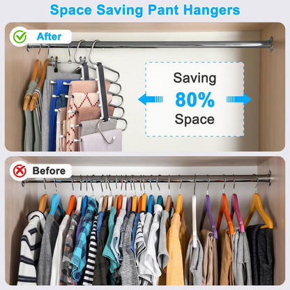 2 Pack Pants Hangers Space Saving 5 Layers