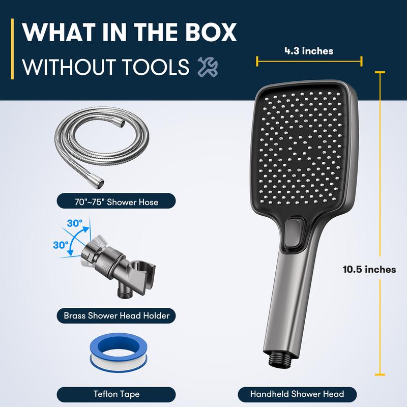 High Pressure Handheld Showerhead – Multi-Mode with Power Wash & Anti-Clog Nozzles