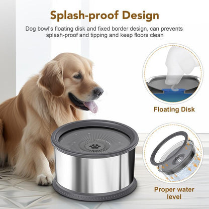 6.5L Dog Water Bowl,Stainless Steel Spill Proof Slow Water Feeder