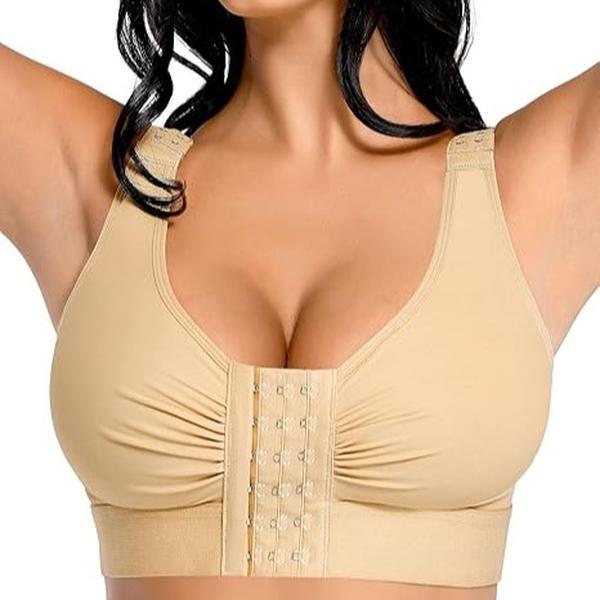 Compression Bra for Women's Front Closure Bra with Adjustable Straps Wirefree Bra