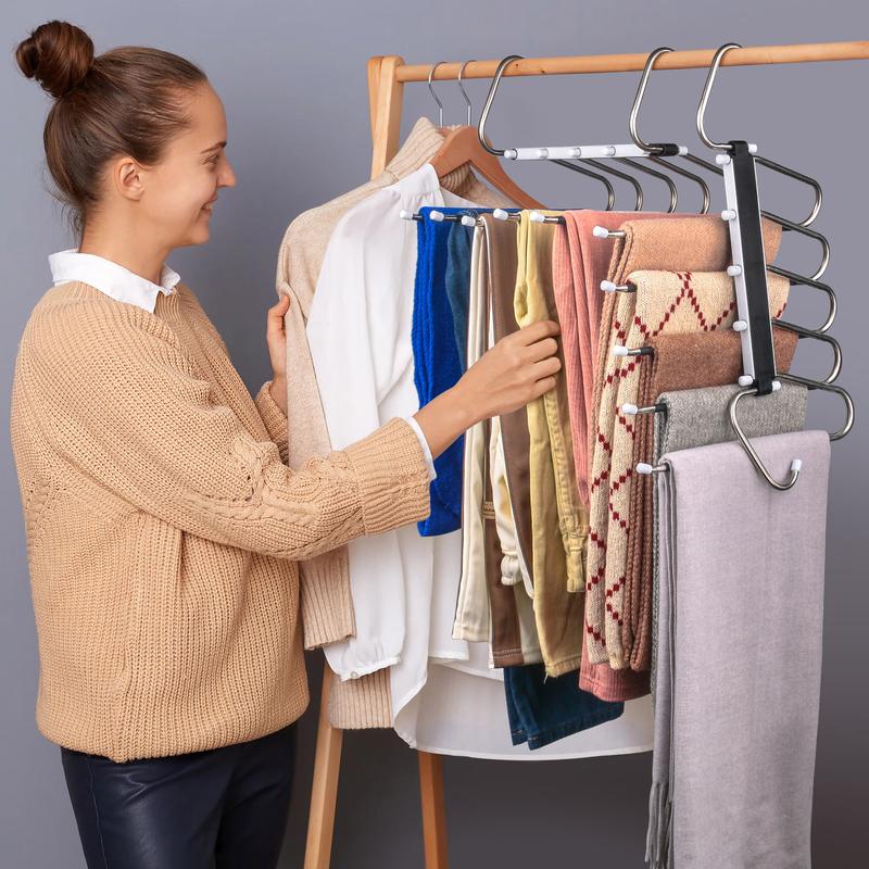 2 Pack Pants Hangers Space Saving 5 Layers