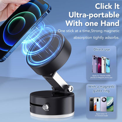 Magnetic Car Phone Mount – 360° Rotating Vacuum Suction Holder