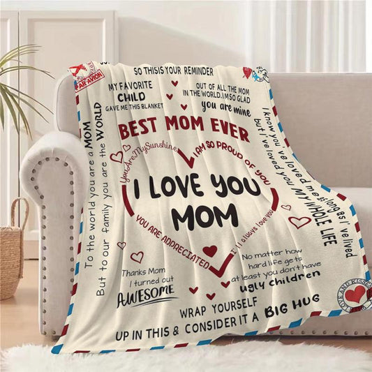 Letter To Mom Pattern Blanket, 1/2/3 Counts Soft Comfortable Warm Throw, Air-conditioned Room Warm Nap Blanket for Home Office Travel,  Bedroom Accessories