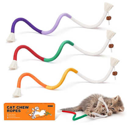 Cat Toys Chew Ropes 3Pcs, Safe Teeth Cleaning