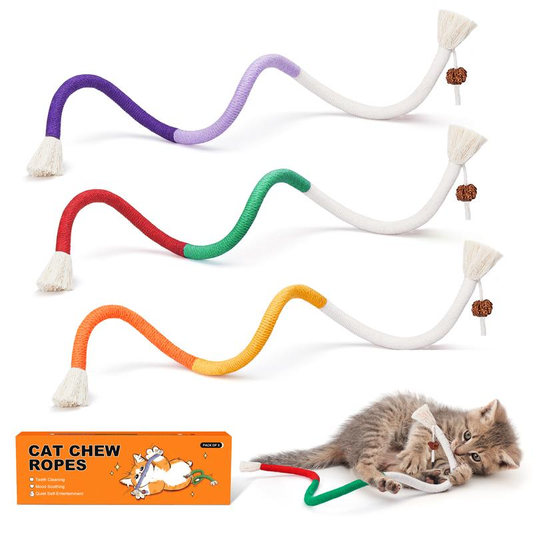 Cat Toys Chew Ropes 3Pcs, Safe Teeth Cleaning