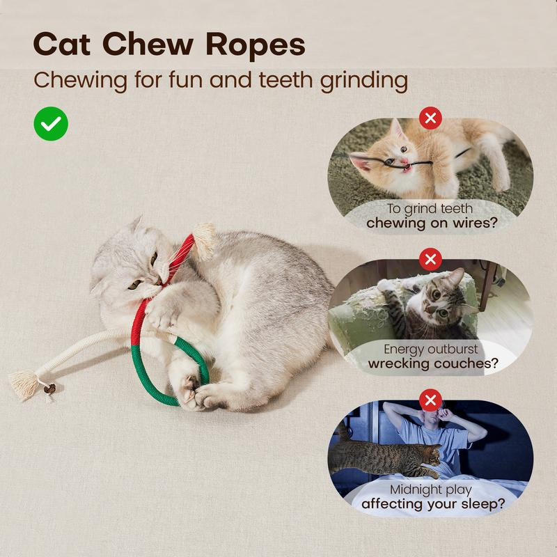 Cat Toys Chew Ropes 3Pcs, Safe Teeth Cleaning