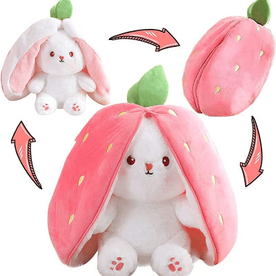 Reversible Strawberry Carrot Bunny Plush Toy