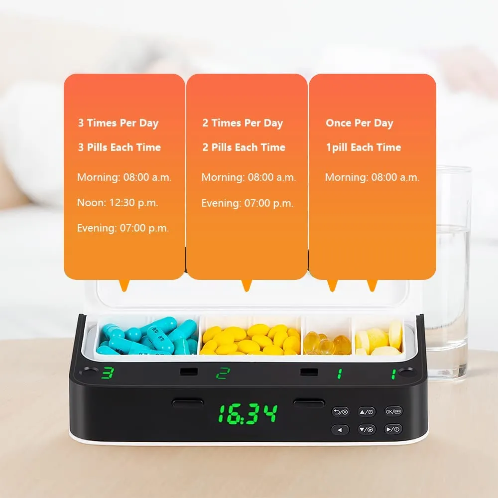Smart Pill Dispenser with Timer - 7 Day Medicine Organizer