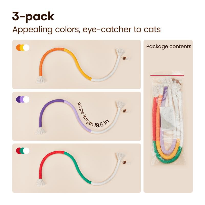 Cat Toys Chew Ropes 3Pcs, Safe Teeth Cleaning