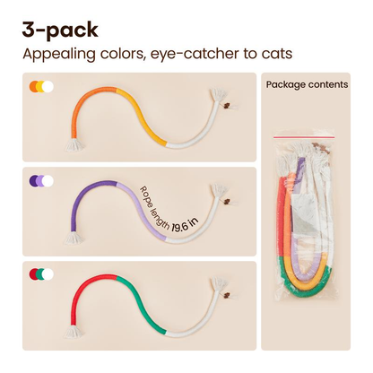 Cat Toys Chew Ropes 3Pcs, Safe Teeth Cleaning