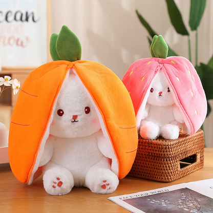 Reversible Strawberry Carrot Bunny Plush Toy