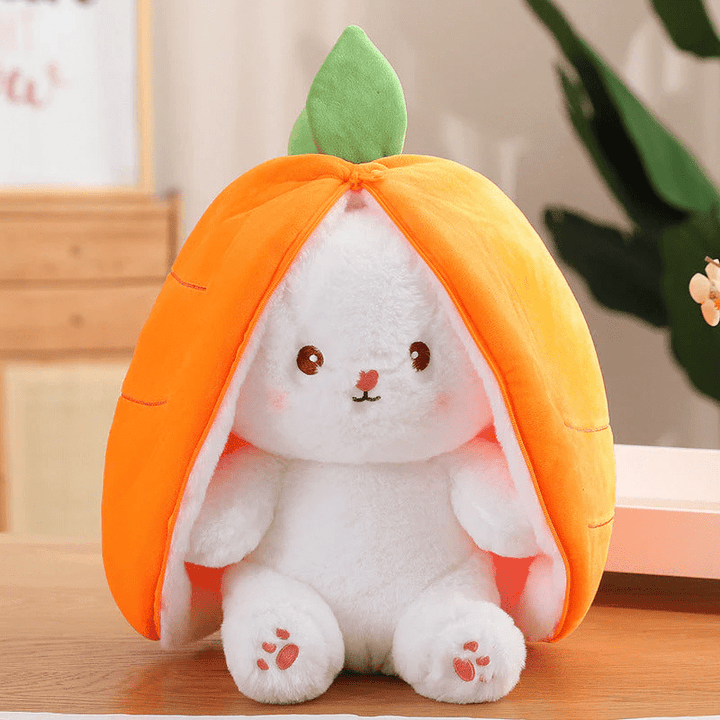 Reversible Strawberry Carrot Bunny Plush Toy