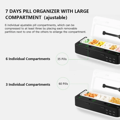 Smart Pill Dispenser with Timer - 7 Day Medicine Organizer
