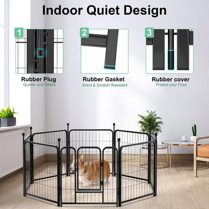 8 Panels Foldable Metal Puppy PlayPen