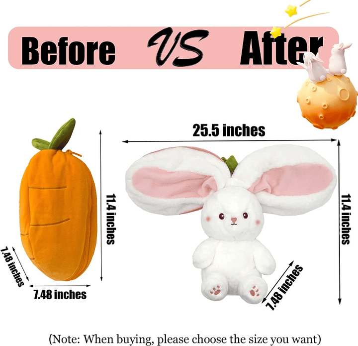 Reversible Strawberry Carrot Bunny Plush Toy