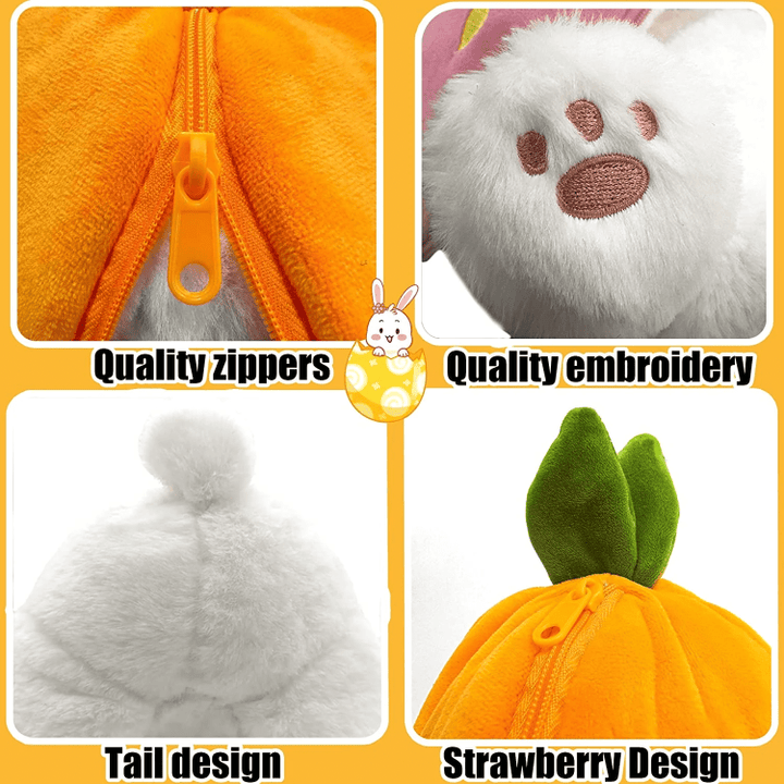 Reversible Strawberry Carrot Bunny Plush Toy