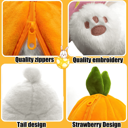 Reversible Strawberry Carrot Bunny Plush Toy