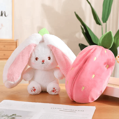 Reversible Strawberry Carrot Bunny Plush Toy