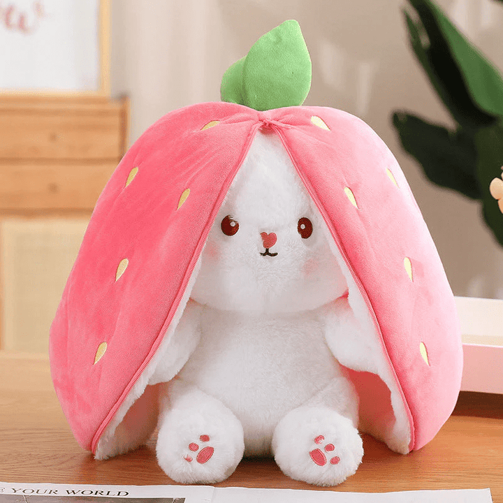 Reversible Strawberry Carrot Bunny Plush Toy